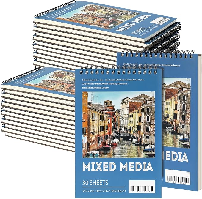 Jexine 20 Pcs 5.5'' x 8.5'' Top Spiral Bound Sketch Book 30 Sheet Each by Jexine