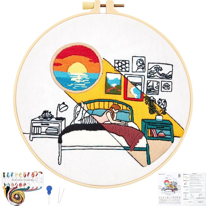 Embroidery Kits for Beginners Adults Sunrise Hand Embroidery Starter Kits by Unknown