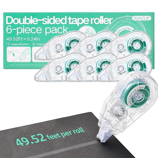 6-Pack Scrapbook Glue Tape Runner, 49.52ft No Residue Double-Sided | 0.24 inch by Unknown