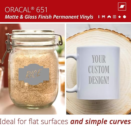 ORACAL 651 Matte Grey Vinyl Durable Roll Easy to Weed Permanent Adhesive Craft - Image 2
