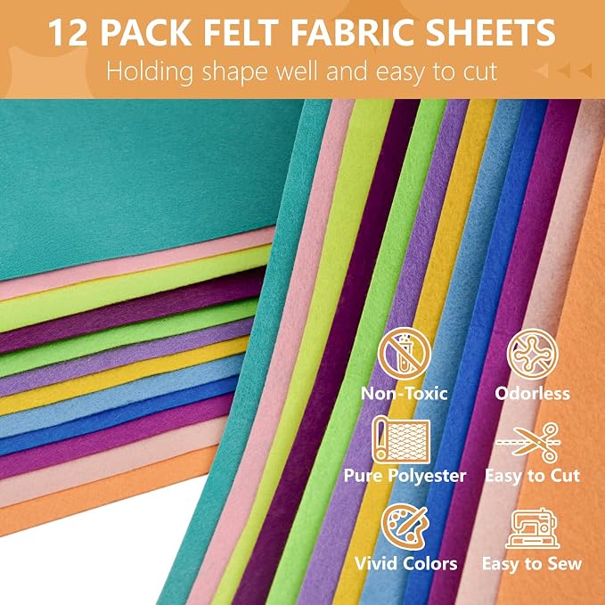 12 Rolls 8"x35" Large Stiff Felt Sheets, 1mm Felt Fabric Sheet - Image 4