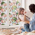 Stained Glass Window Film, Lotus Floral Privacy Film - Image 3