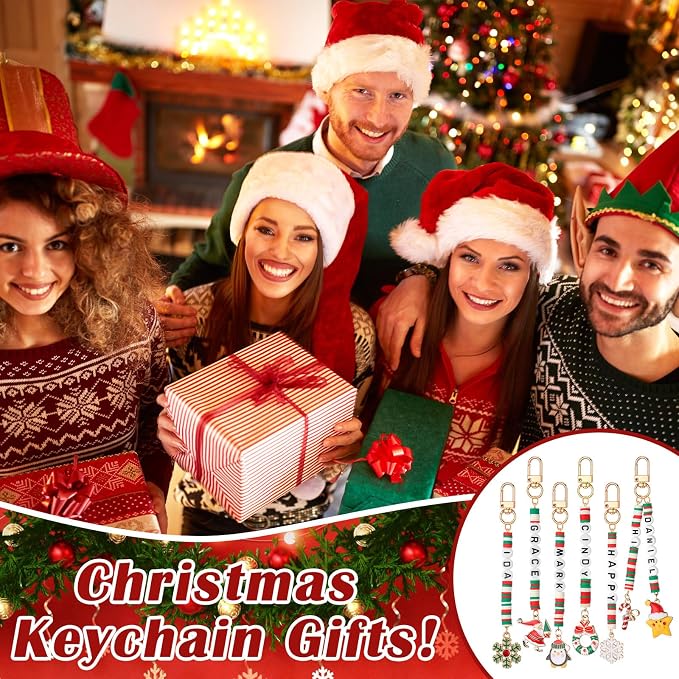 Tondiamo 2823 Pcs Christmas Bead Keychain DIY Craft Making Kit Christmas Key - Image 5