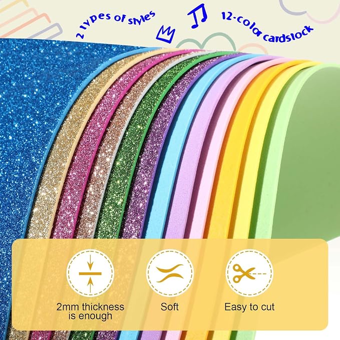 Feifeiya 48 Pack Assorted Colors Foam Sheets 8 x 12 Inch, Office Projects - Image 3