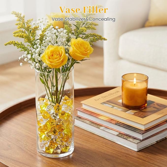 DomeStar Yellow and Clear Mixed Fake Ice, Fish Tanks Decor Table Scatter DIY - Image 3