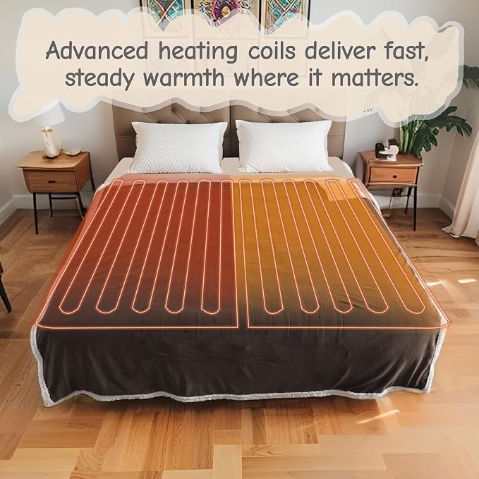 Electric Heated Blanket Full Size 72"x84", Soft Flannel - Image 3