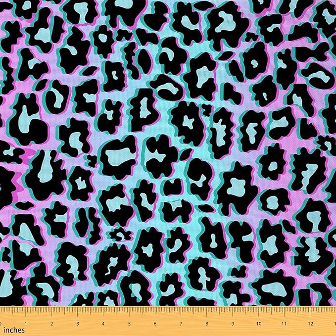 Rainbow Leopard Fabric by The Yard, Animal Spotted Print Waterproof Fabric by CastleFairy