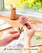 Rowood 3D Puzzle, Mother's Day DIY Wooden Flower Building Craft Kits - Image 2