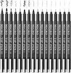 Tebik 16 Pack Calligraphy Pens, Hand Lettering Pens, Brush Markers Black Ink by Tebik
