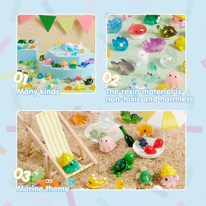JOYIN 50 Pcs Mini Ocean Resin Animals Figures, Mini Sea Animals Figurines - Image 3
