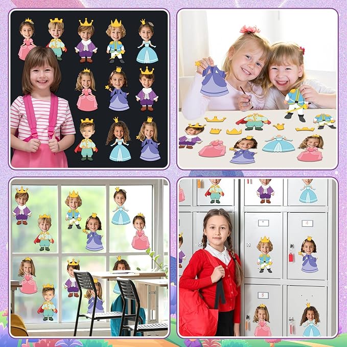 48Pcs Princess and Prince Crown Cutouts Bulletin Board Decorations Gold Crowns - Image 7