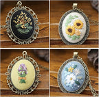 ZOCONE 4 Packs Embroidery Necklace Kits, Embroidery Pendant Kit Mini Cross - Image 6