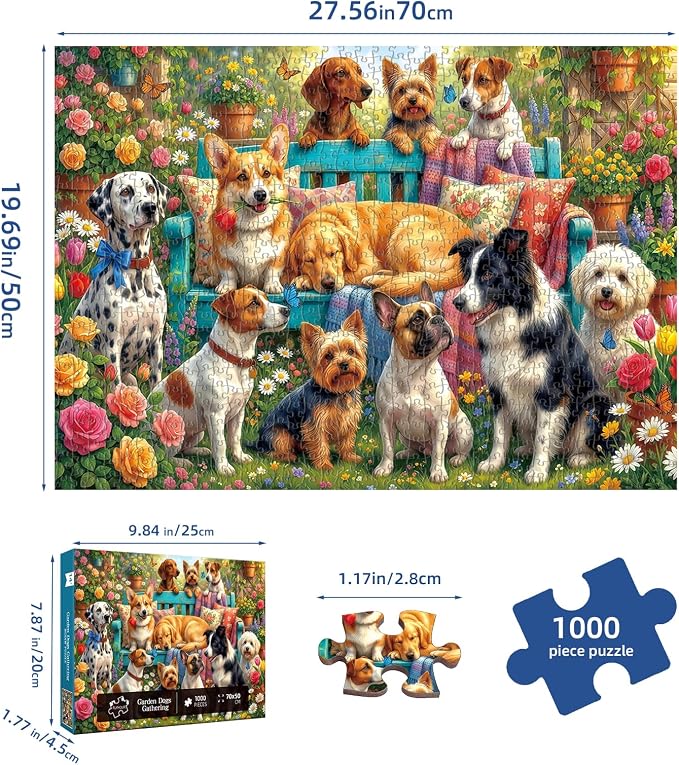 Garden Dogs Gathering Puzzles for Adults 1000 Pieces, Impossible Challenging - Image 6