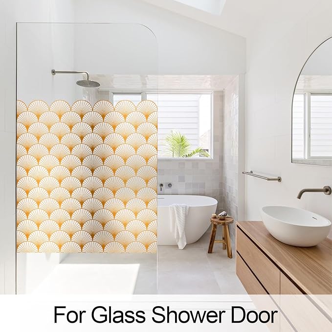 DKTIE Geometric Art Stained Glass Window Film Bathroom Window Privacy Film - Image 2