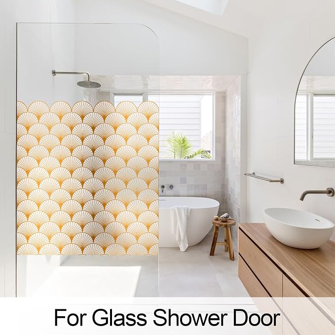 DKTIE Geometric Art Stained Glass Window Film Bathroom Window Privacy Film - Image 2