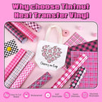 Tintnut Black Pink Plaid Heat Transfer Vinyl, PU HTV Sheets, easy cut & weed - Image 4