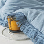 Andency Grayish Blue Comforter Set King Size, 3 Pieces Boho Tassel Lightweight - Image 5
