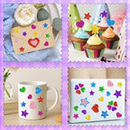 1000PCS Glitter Foam Stickers, Colorful Heart & Star Stickers, Self-Adhesive - Image 8