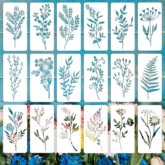 Flower and Leaf Stencils for Painting, Small Floral Drawing Templates for by Felixcraft-DIYDreamscape