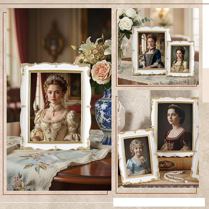 Wonderjune 3 Pcs Vintage Picture Frames Antique Set Baroque Ornate Gold Arched - Image 4