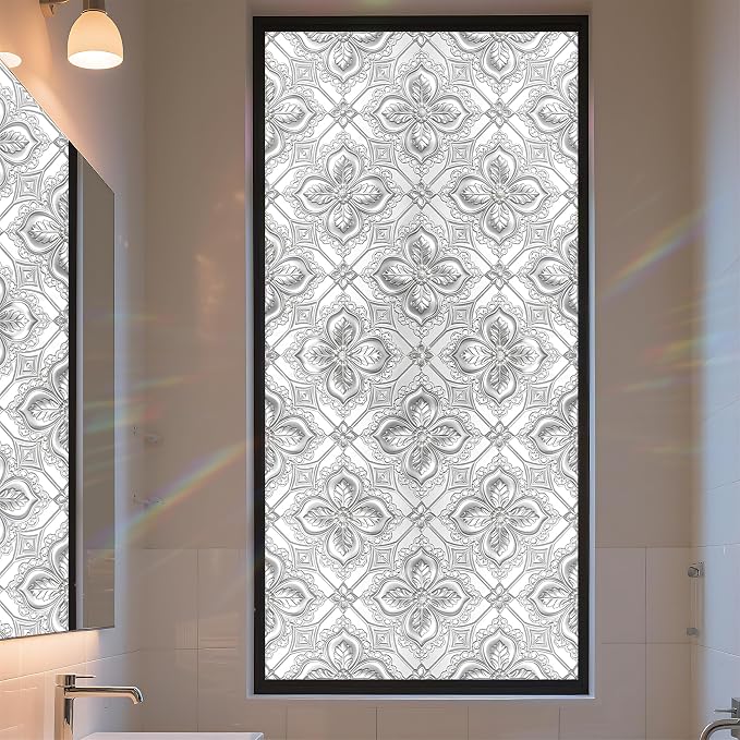Stained Glass Window Privacy Film Static Cling by AOHMPT