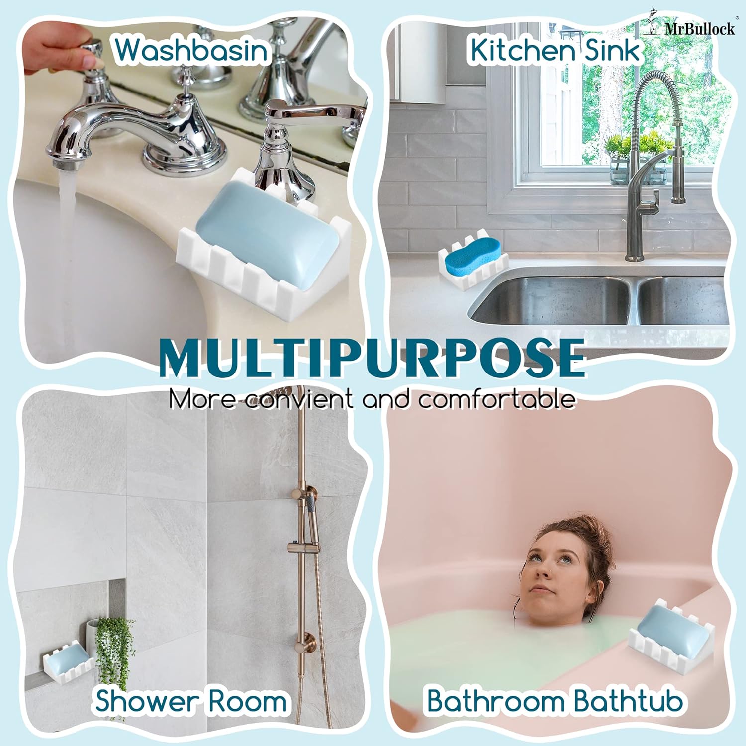 Silicone Soap Dish for Bar Soap Holder for Shower Bathroom Self Draining Waterfall Drying Tray Keep Soap Bars Dry Clean & Easy Cleaning (Cream White, 2)