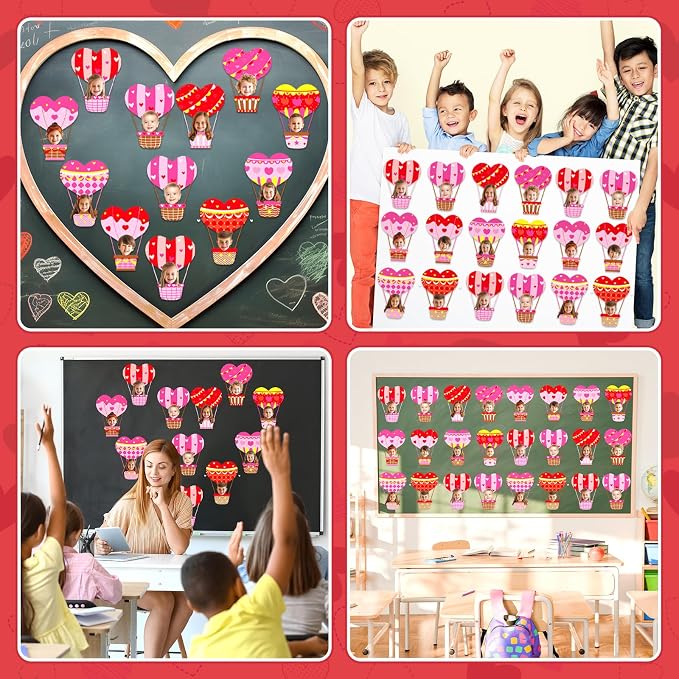 60pcs Valentine's Day Theme DIY Cutouts Hot Air Balloon Bulletin Board - Image 7