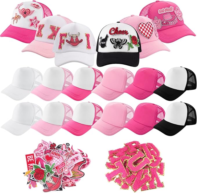 Hercicy DIY Trucker Hats Kit, 12 Pack Sublimation Blank Baseball Caps by Hercicy