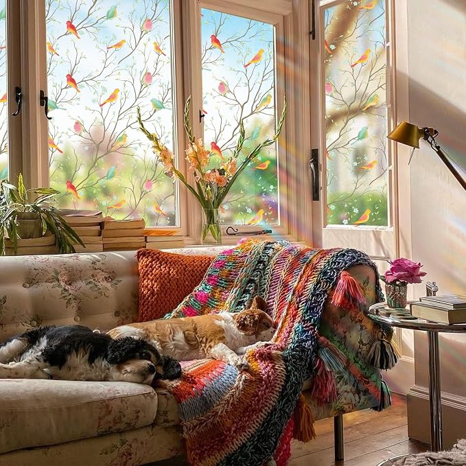 Coavas Privacy Window Film Non-Adhesive Translucent Bird Window Film Decorative - Image 5