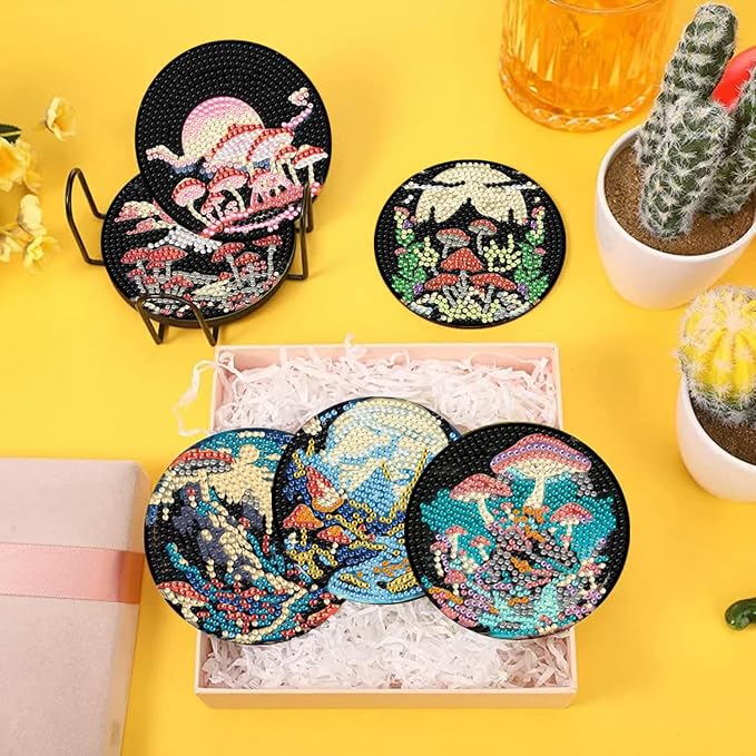 EWJRNSF 10 PCS Diamond Art Coasters Kit, Small Diamond Painting Coasters - Image 3