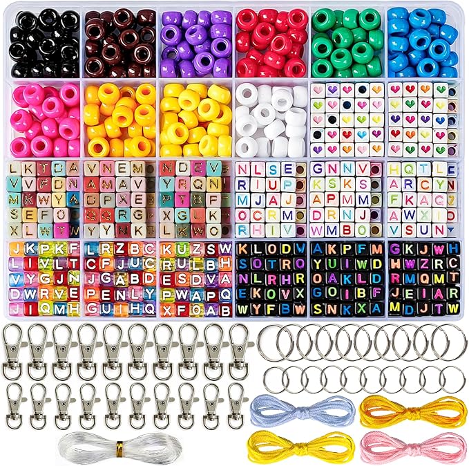 Aqltidiz DIY Beaded Keychain Making Kit, Heart Beads, Swivel Snap Hooks by Aqltidiz