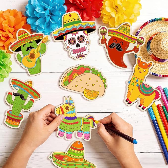 36PCS Wooden Cinco De Mayo Crafts Decorations Mexico Crafts - Image 2