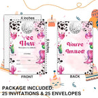 Cowgirl Birthday Invitations, 25 Double-Sided Invitation Cards - Image 2