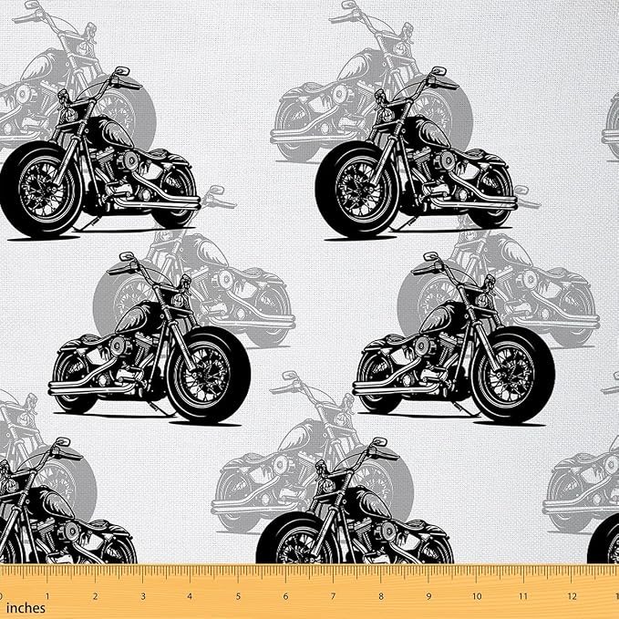 Feelyou Motorcycle Fabric by The Yard, Modern Cool Motorbike Upholstery Fabric by Feelyou