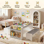 Kids Table and Bench Set, Montessori Kids Table and Chair Set, Indoor Wooden - Image 4
