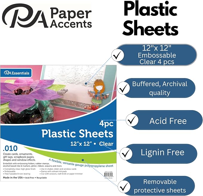Accent Design Paper Accents Clear Plastic Sheets 12x12, .010" Thick, Plexiglass - Image 2