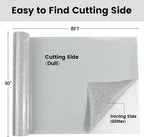 Silver Glitter HTV Heat Transfer Vinyl, Glitter Iron on Vinyl Roll 10" x8ft | - Image 2
