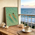 HomeifHue Summer Coastal Swimmers Canvas Print Two Women Swimming in Turquoise - Image 2