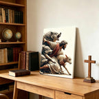 Framed Jesus and Lamb Canvas Wall Art - Image 2