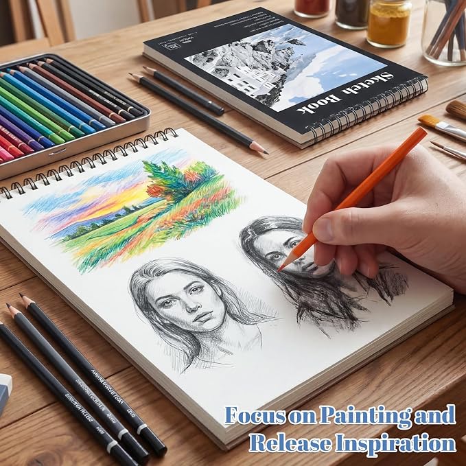 4 Pack Small Sketch Books, 5.5 x 8.5 Inch Mini Sketchbook, 68lb/100gsm Spiral - Image 6
