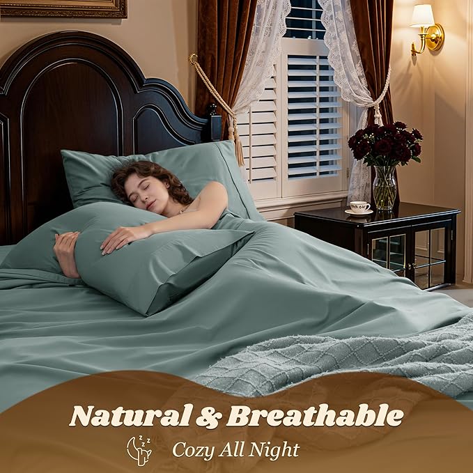 LBRO2M 1000 Thread Count 100% Egyptian Cotton Sheets Set Queen Size, 4 Piece - Image 5