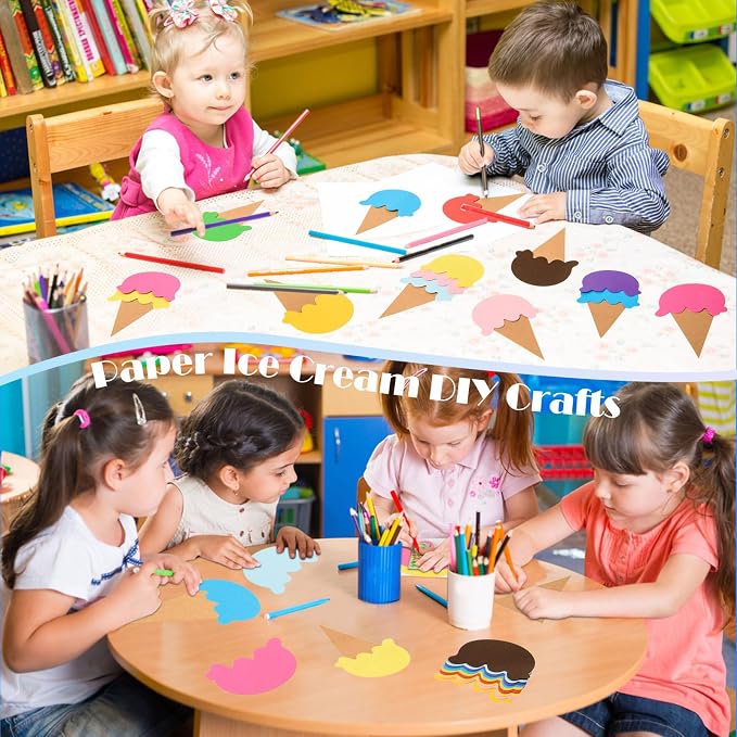 MixTeach 200 Pcs Paper Ice Cream Cone Cutouts Summer Bulletin Board Decorations - Image 7