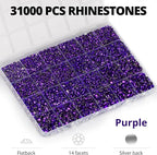 33000Pcs Purple Rhinestones for Bedazzling, Different Sizes 2, 6mm Flatback - Image 3