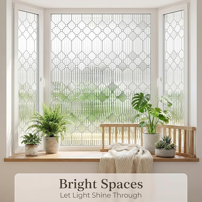 SUNBABY Reeded Glass Window Privacy Film, Decorative Frosted Glass Window Film - Image 3