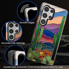 for Samsung Galaxy S25 Ultra Case, Stained Glass Cactus Pattern Glossy 2 in 1 - Image 5