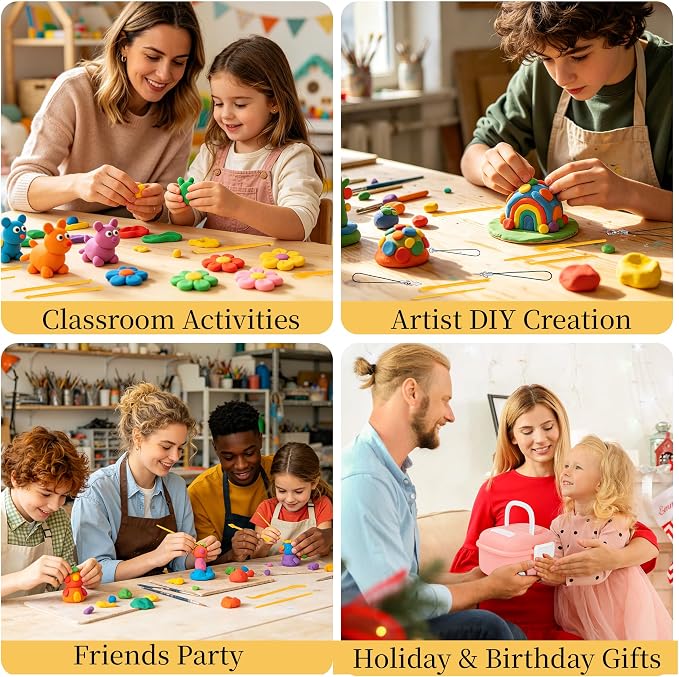 148 Pcs Polymer Clays 62 Bright Colors Oven Bake Clay Non-Sticky Modeling Clay - Image 7