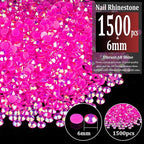 1500pcs 6mm Resin Rhinestones Bulk, Hot Pink AB Flatback Round Jelly - Image 2