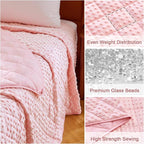 Pink Weighted Blanket for Adults 12lbs, Twin Full Size Breathable Cooling Minky - Image 6