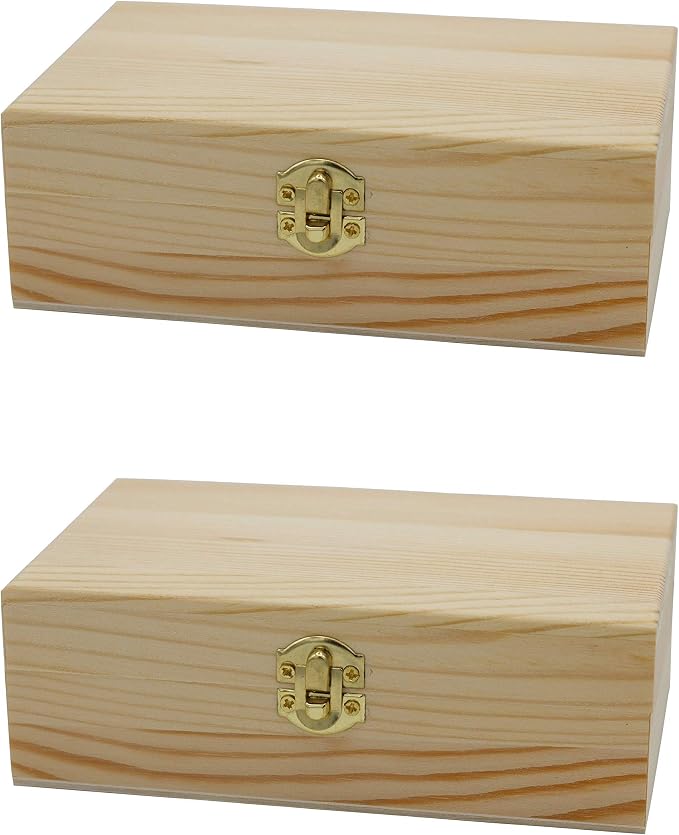 Creative Hobbies Unfinished Wood Craft Box – Light Unfinished Wood - Image 2