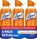 Lysol Air Sanitizer Spray with Odor Eliminator for Home & Office, Sanitizing Spray, Air Freshener Alternative, Tropical Sunset Scent, 10 oz (Pack of 3)